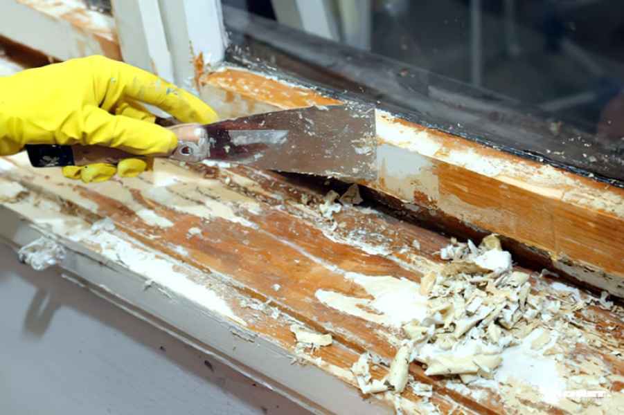 renovation chassis bois decapage manuel entreprise batiment moret