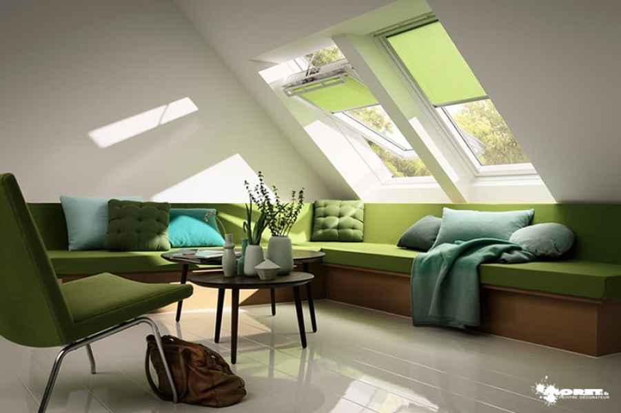 installation store velux vert salon mansarde entreprise decorateur interieur moret