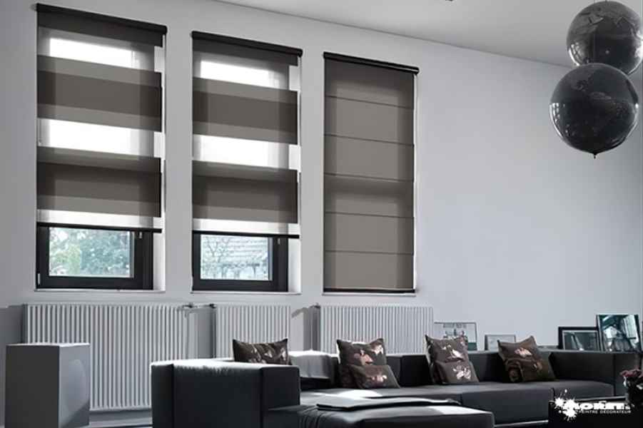 installation stores plisses diaz 2 couleurs sur mesure entreprise decorateur interieur moret