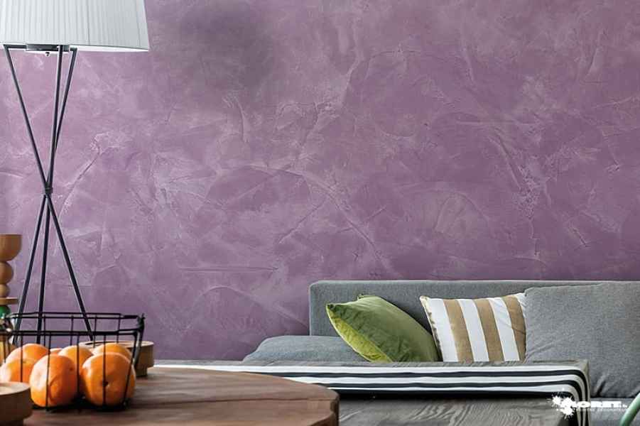 peinture stucco veneziano coloration violet glycine artisan peintre decorateur moret