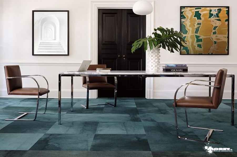 installation moquette bureau entreprise bleu panache artisan peintre decorateur moret namur