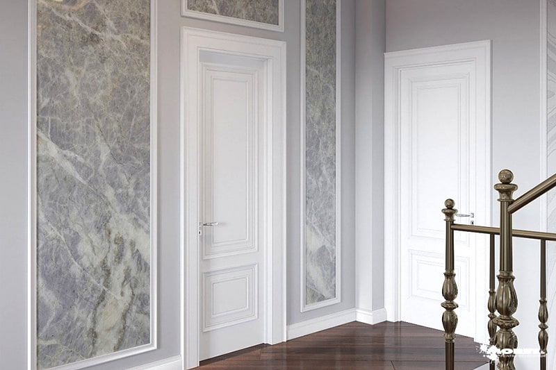 Peinture effet marbre clair - Hall étage maison de maître- Artisan peintre décorateur Moret