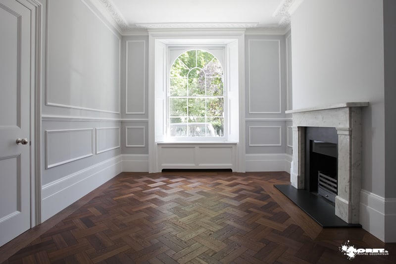 Rénovation d'un parquet en bois massif maison de maître- Artisan peintre décorateur Moret