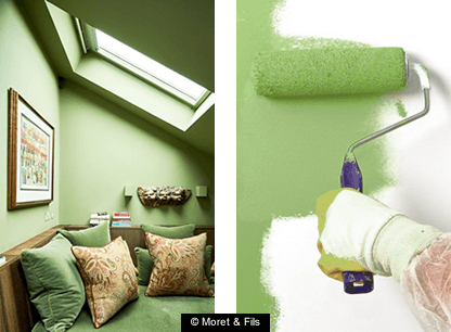 Rénovation intérieure peinture acrylique vert - Artisan peintre en bâtiment Moret